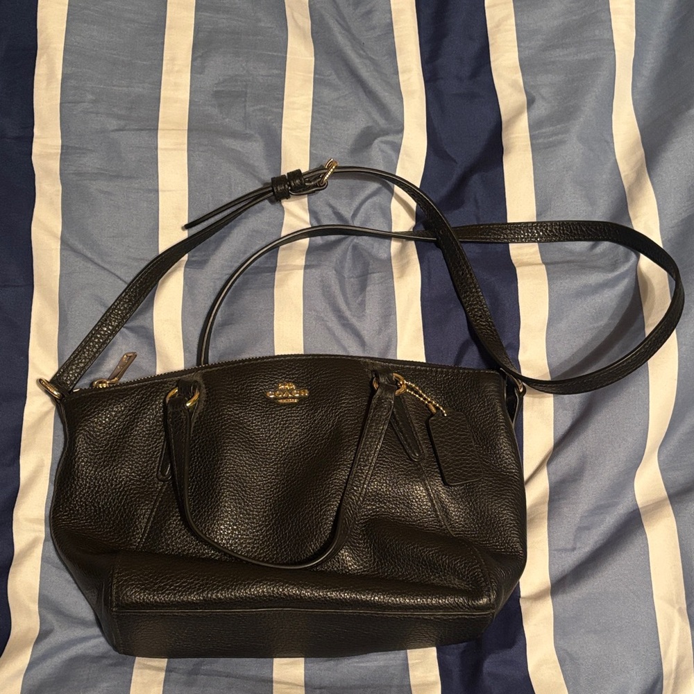 Coach Black Pebbled Leather Satchel with Gold Hardware